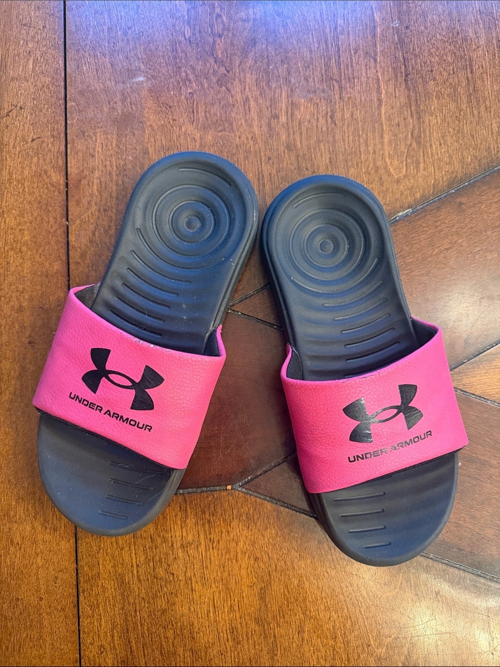 Under Armour Kids' Pink and Black Slide Sandals - Picture 1 of 5
